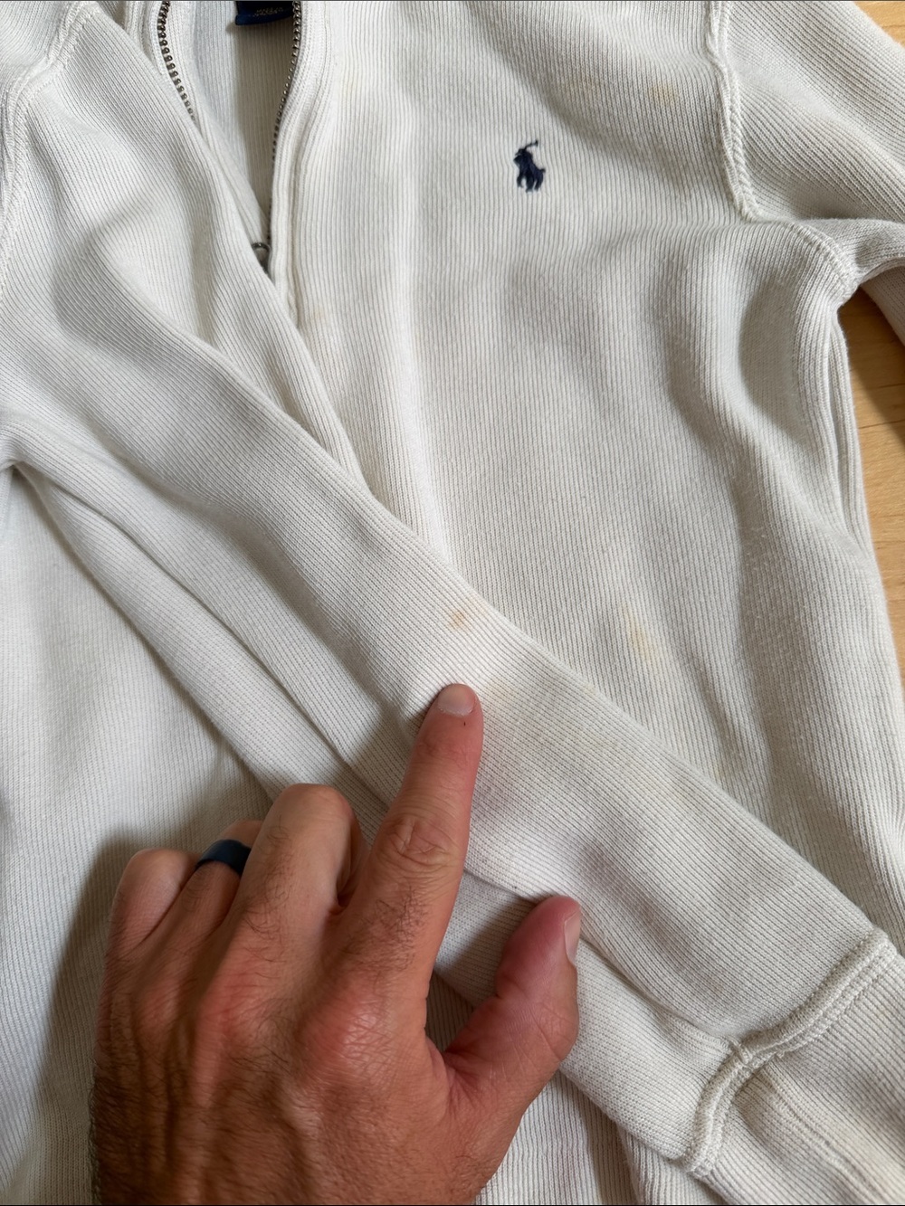 Polo by Ralph Lauren White Half-Zip Sweater with Navy Pony - Picture 5 of 5
